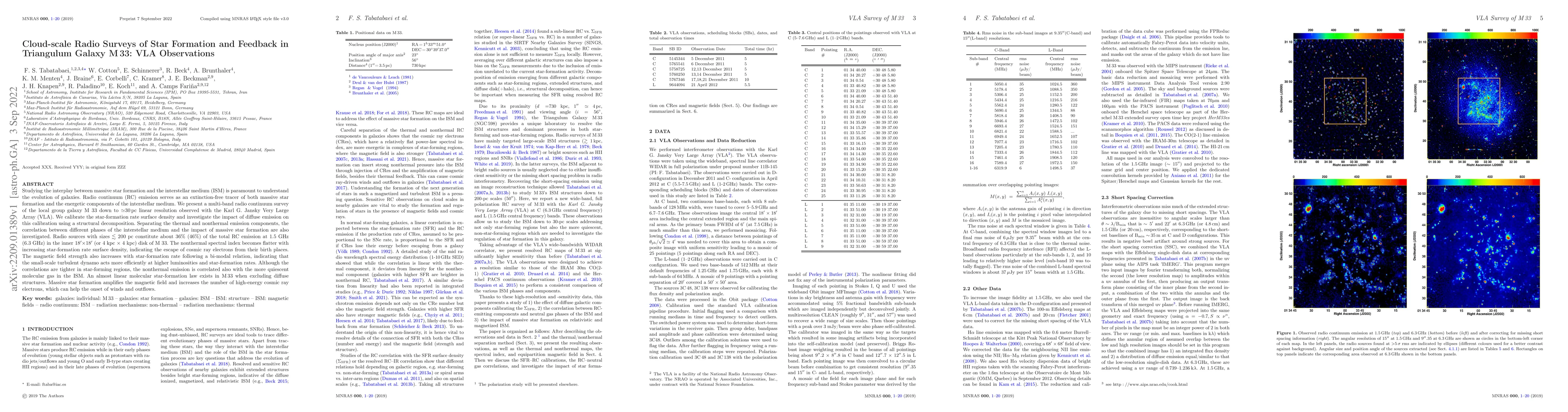 Thumbnail for Cloud-scale Radio Surveys of Star Formation and Feedback in Triangulum
  Galaxy M 33: VLA Observations