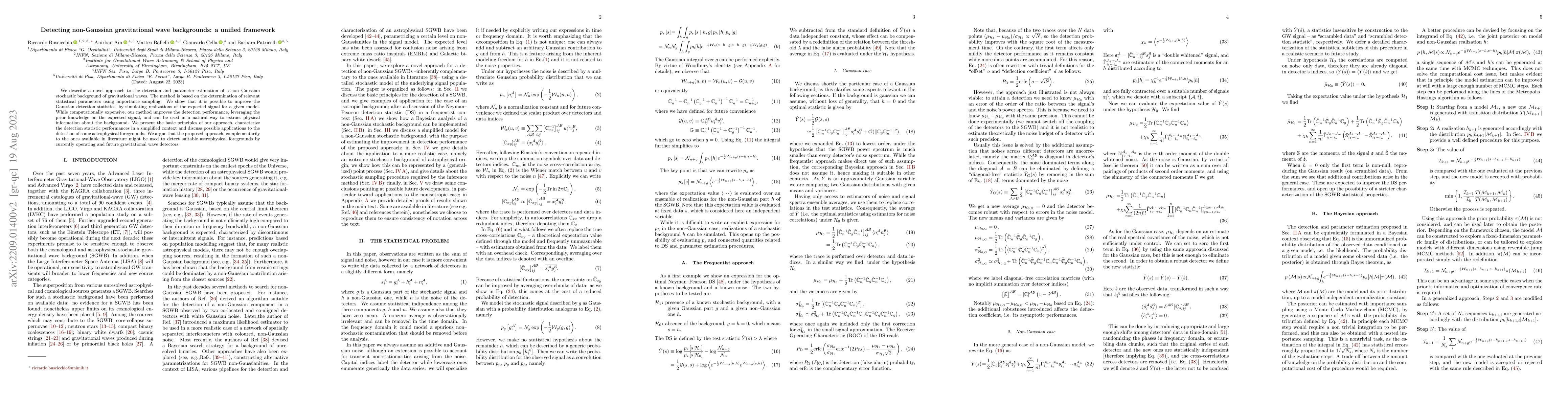 Thumbnail for Detecting non-Gaussian gravitational wave backgrounds: a unified
  framework