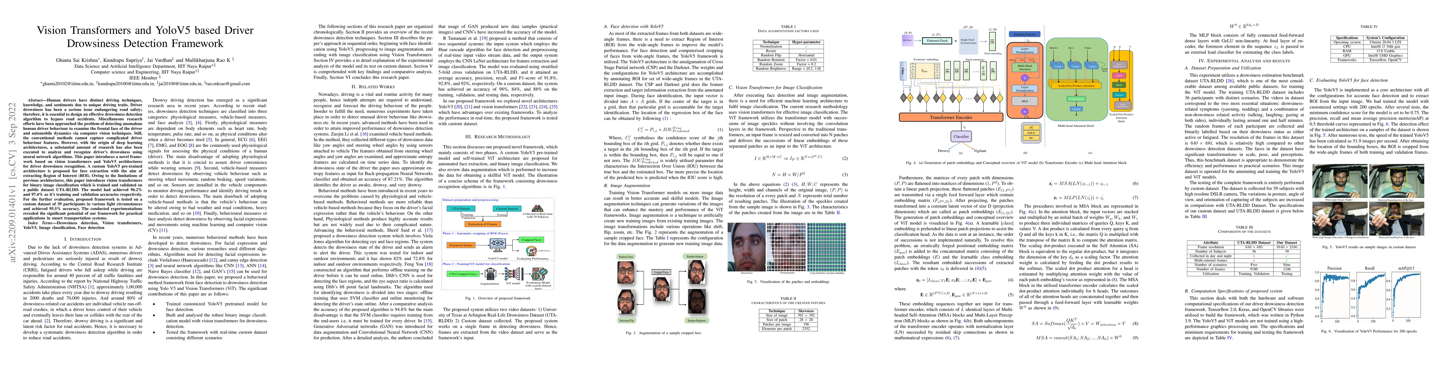 Thumbnail for Vision Transformers and YoloV5 based Driver Drowsiness Detection
  Framework