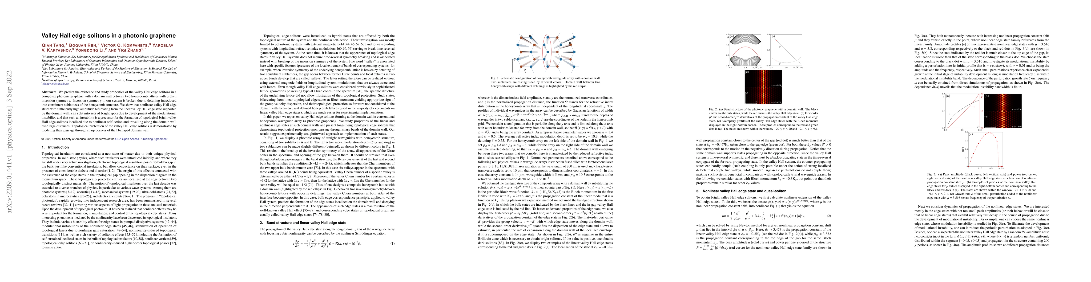 Thumbnail for Valley Hall edge solitons in a photonic graphene