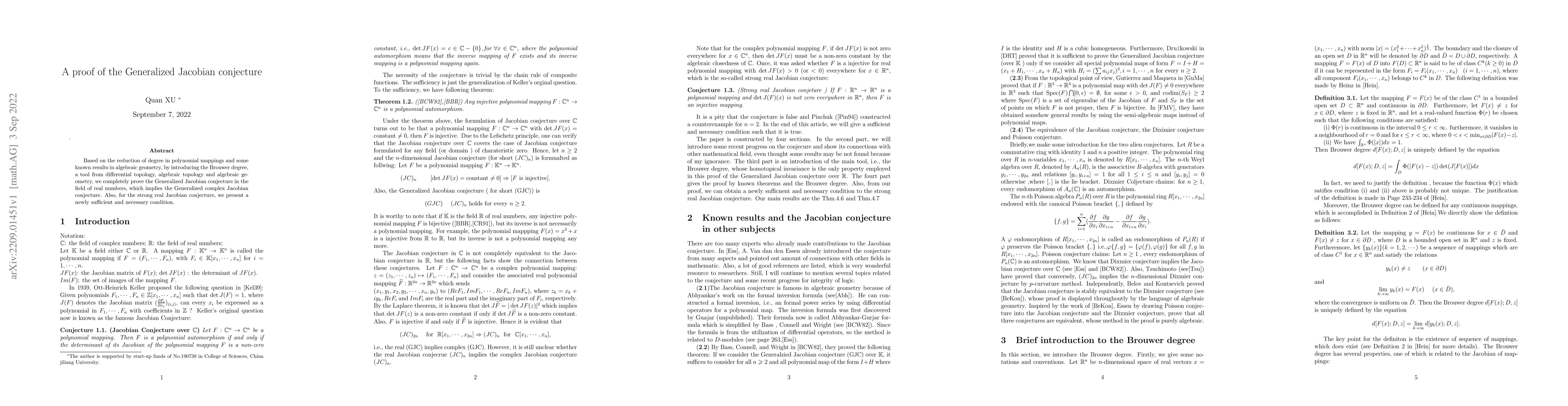 Thumbnail for A proof of the Generalized Jacobian conjecture