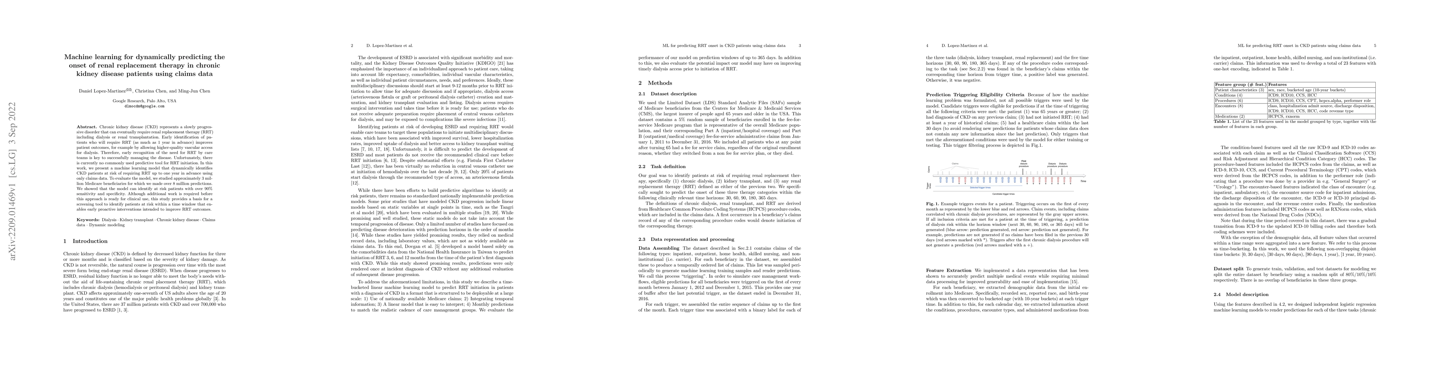 Thumbnail for Machine learning for dynamically predicting the onset of renal
  replacement therapy in chronic kidney disease patients using claims data