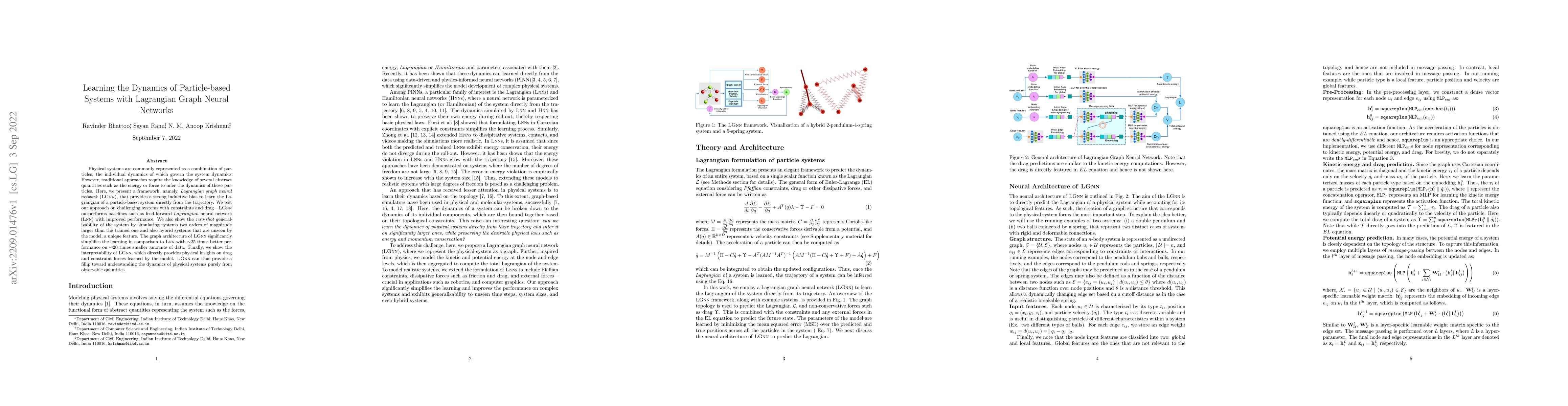 Thumbnail for Learning the Dynamics of Particle-based Systems with Lagrangian Graph
  Neural Networks
