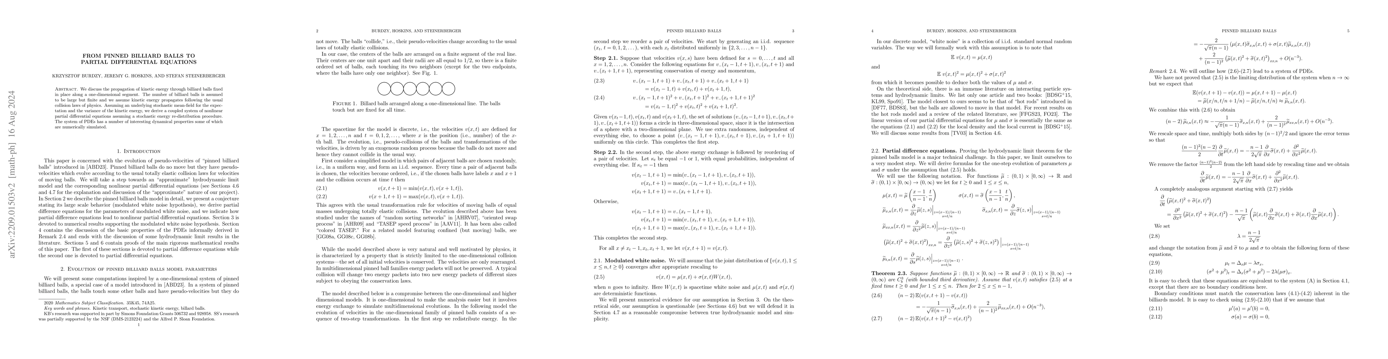 Thumbnail for From pinned billiard balls to partial differential equations