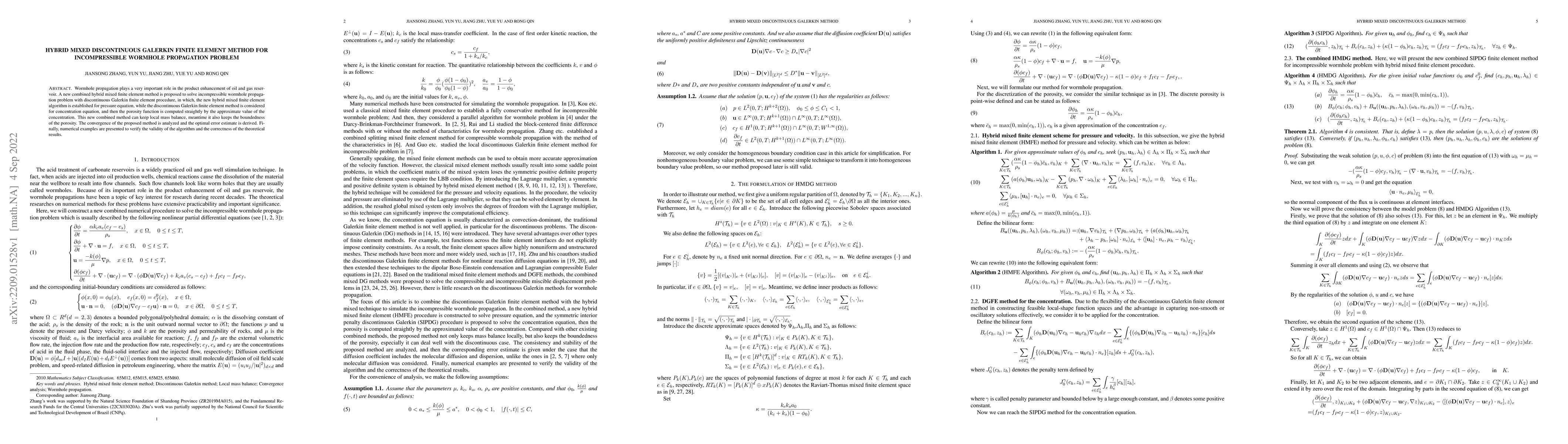 Thumbnail for Hybrid mixed discontinuous Galerkin finite element method for
  incompressible wormhole propagation problem