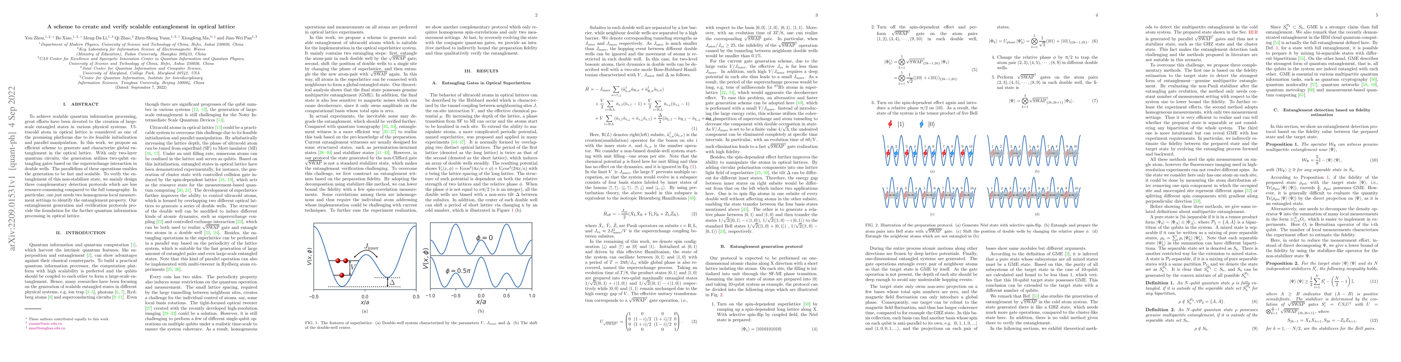 Thumbnail for A scheme to create and verify scalable entanglement in optical lattice