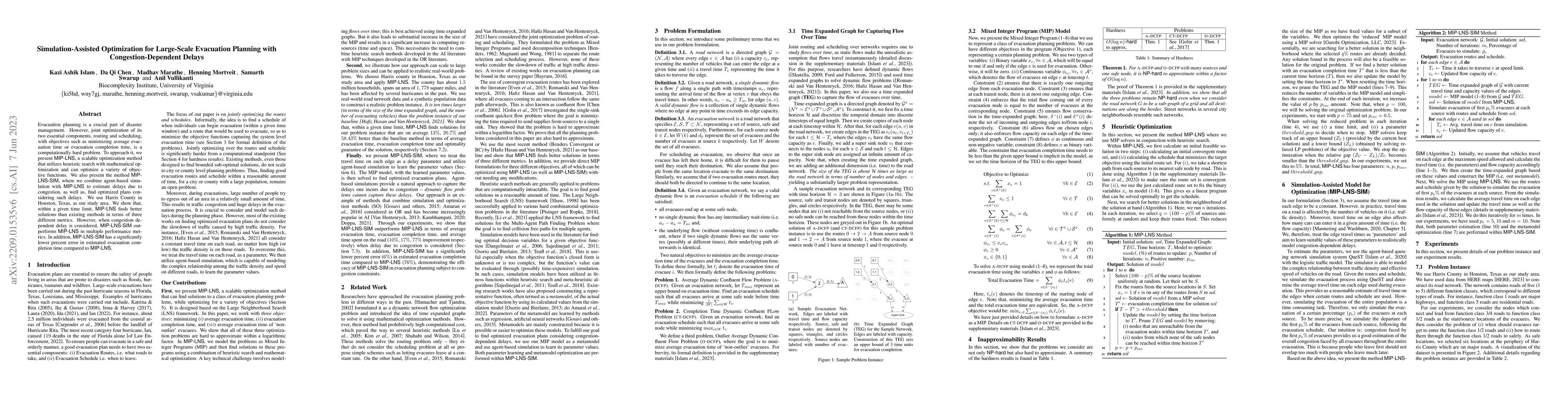 Thumbnail for Simulation-Assisted Optimization for Large-Scale Evacuation Planning
  with Congestion-Dependent Delays