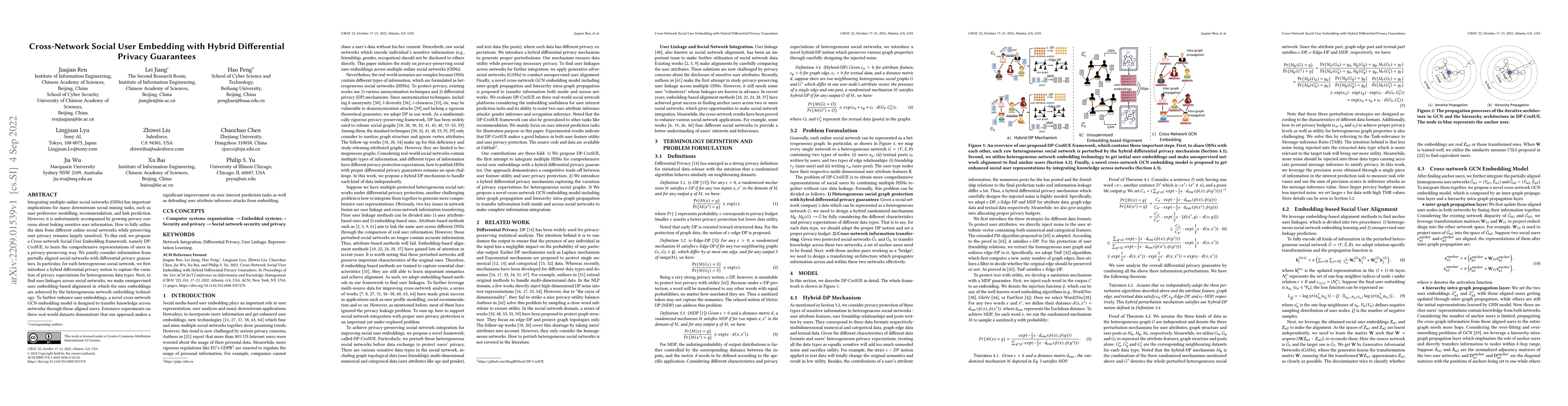 Thumbnail for Cross-Network Social User Embedding with Hybrid Differential Privacy
  Guarantees