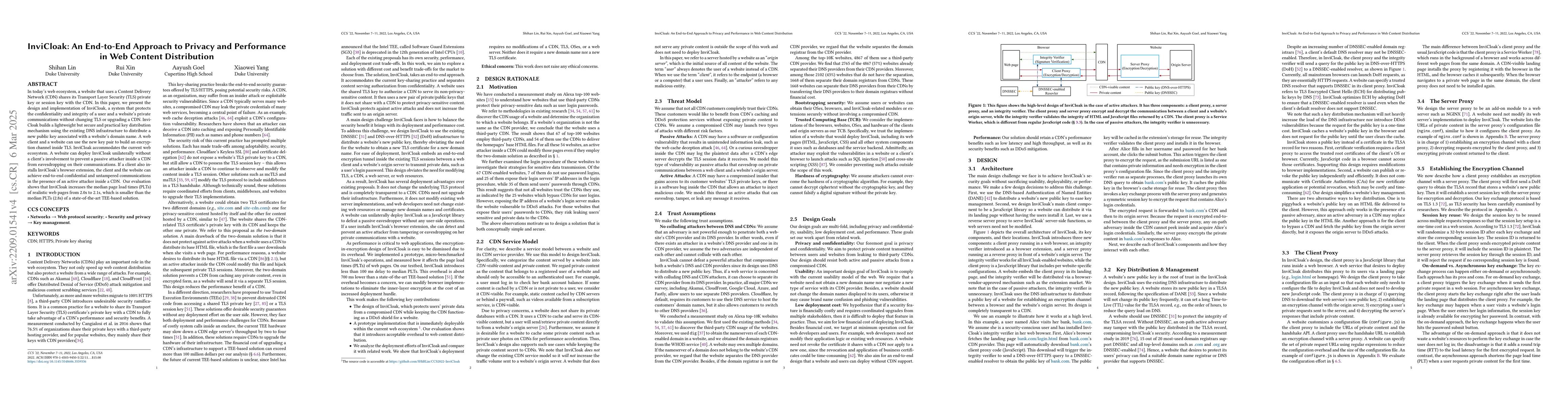 Thumbnail for InviCloak: An End-to-End Approach to Privacy and Performance in Web
  Content Distribution