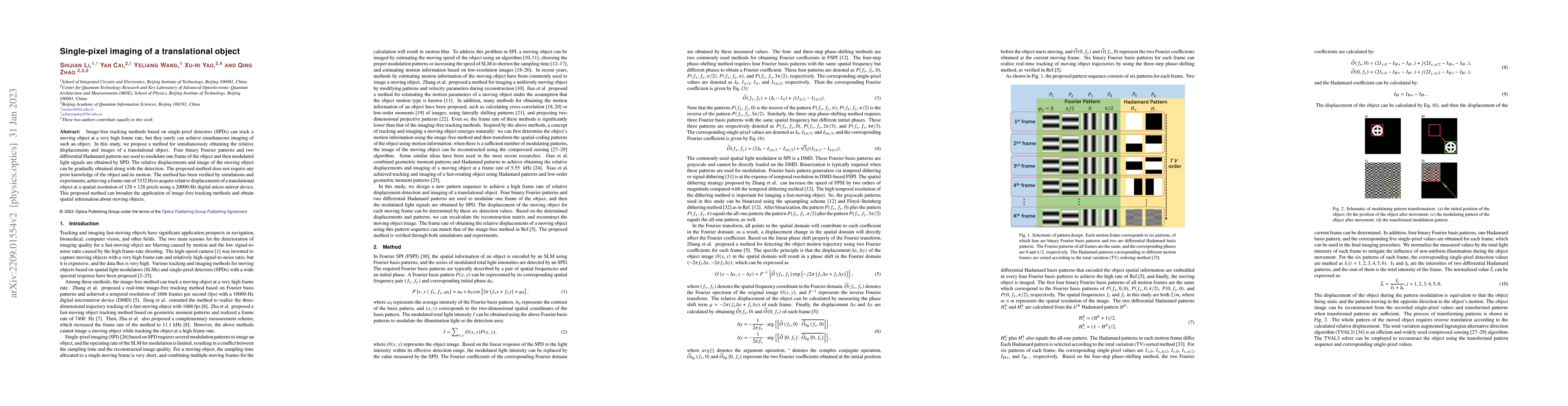Thumbnail for Single-pixel imaging of a translational object