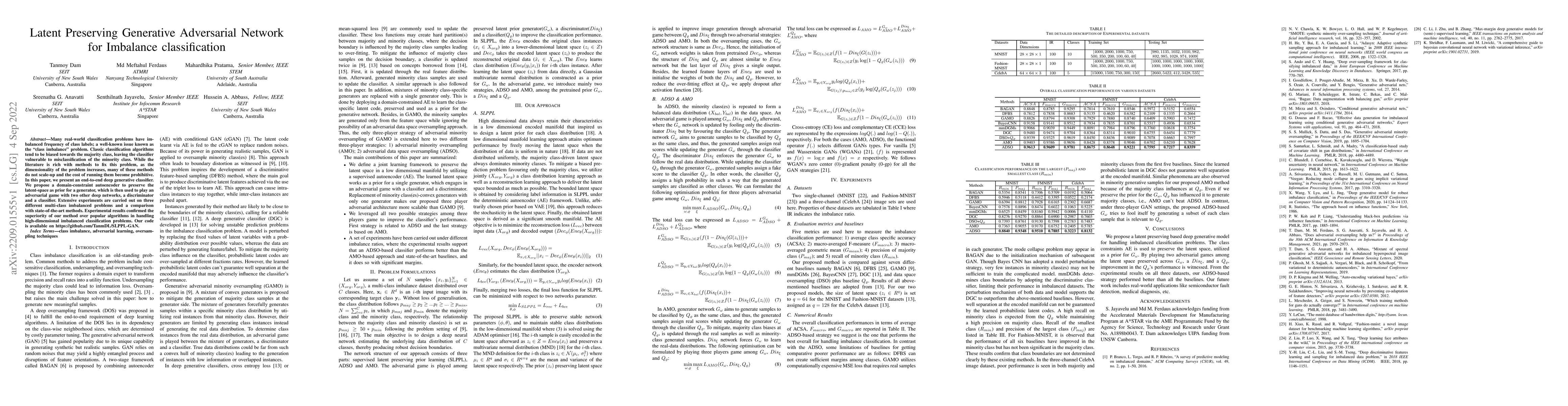 Thumbnail for Latent Preserving Generative Adversarial Network for Imbalance
  classification