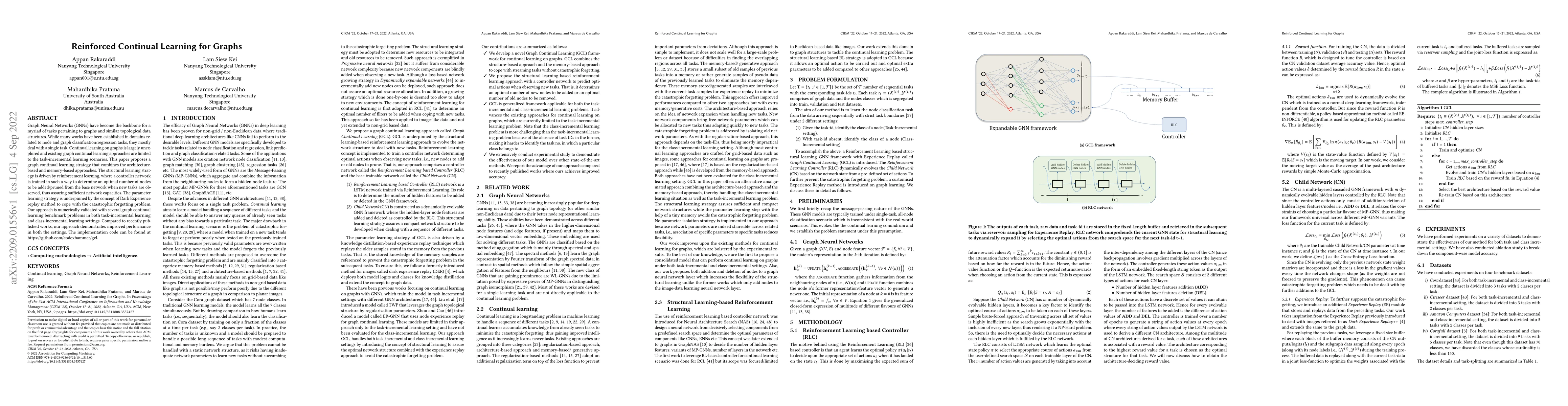 Thumbnail for Reinforced Continual Learning for Graphs