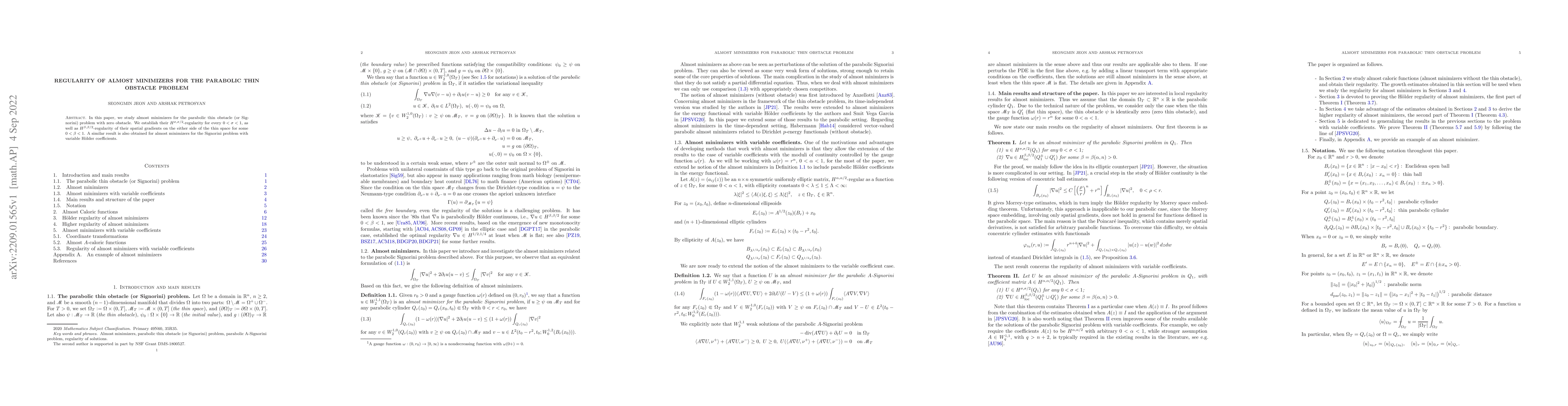 Thumbnail for Regularity of almost minimizers for the parabolic thin obstacle problem