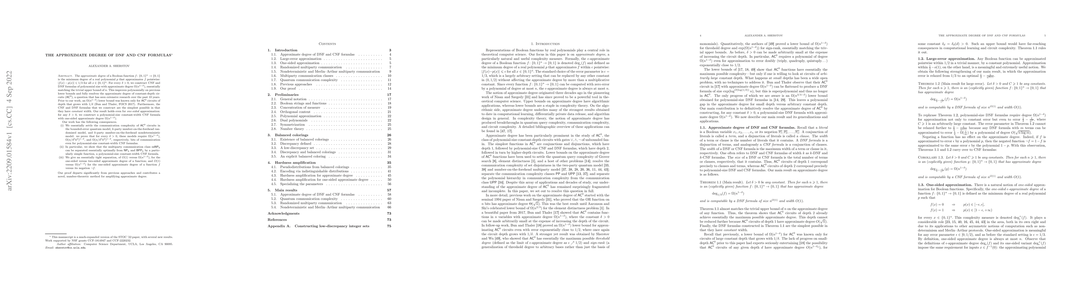 Thumbnail for The Approximate Degree of DNF and CNF Formulas