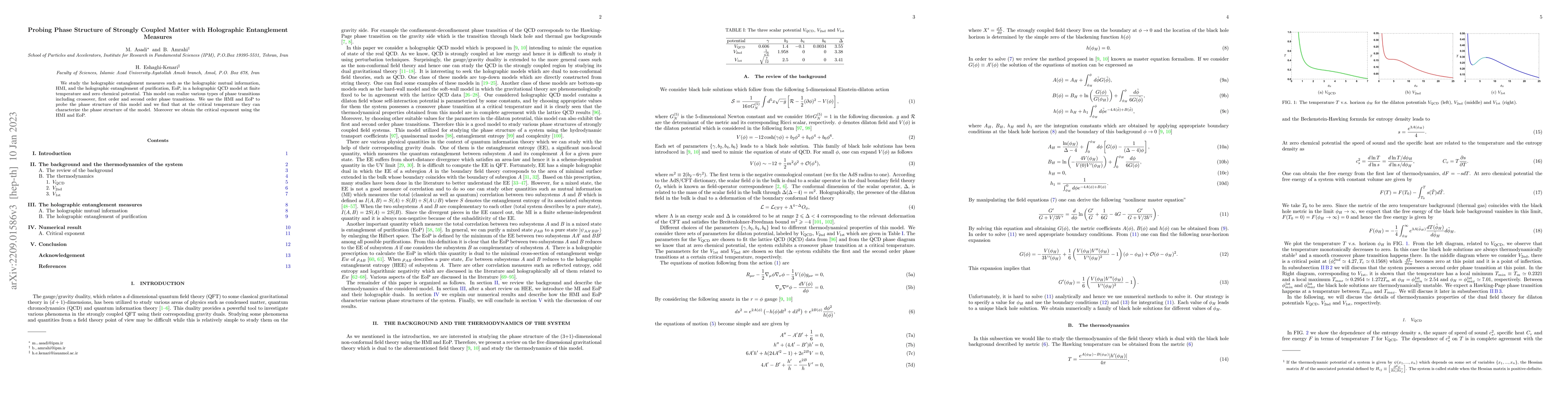 Thumbnail for Probing Phase Structure of Strongly Coupled Matter with Holographic
  Entanglement Measures