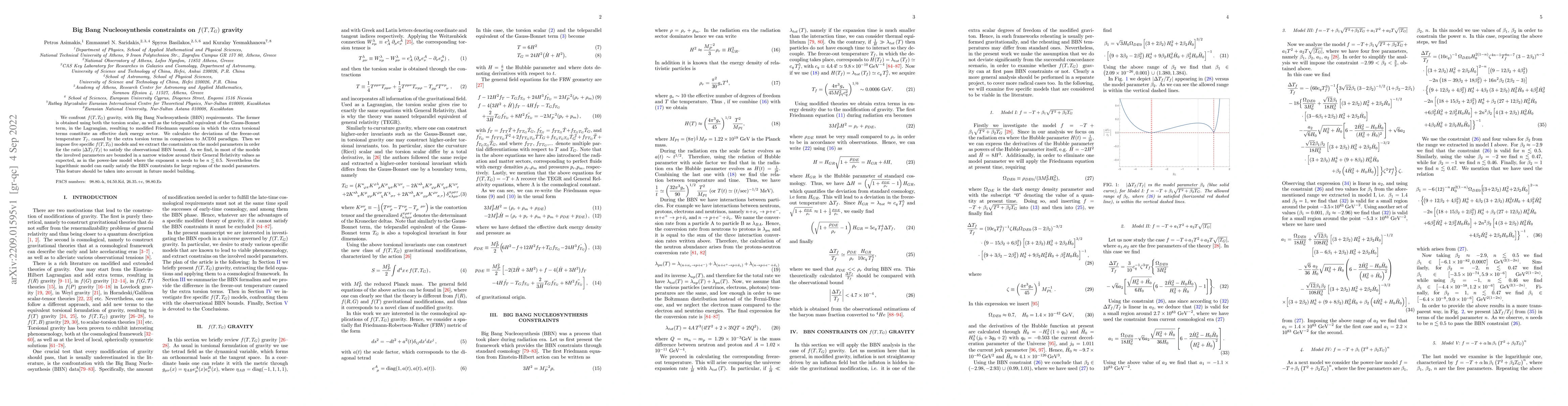 Thumbnail for Big Bang Nucleosynthesis constraints on $f(T,T_G)$ gravity