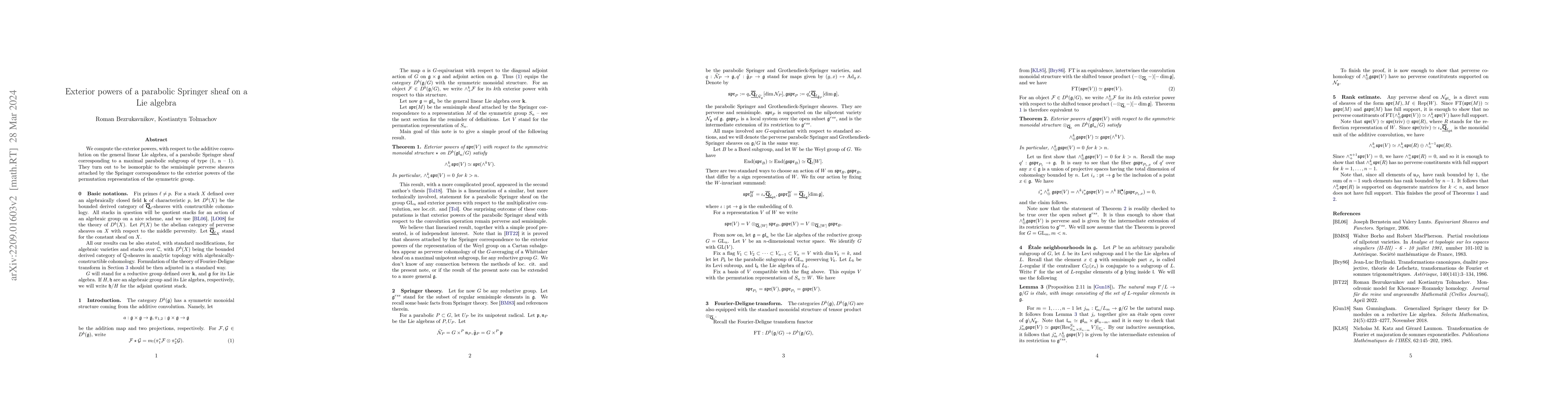 Thumbnail for Exterior powers of a parabolic Springer sheaf on a Lie algebra