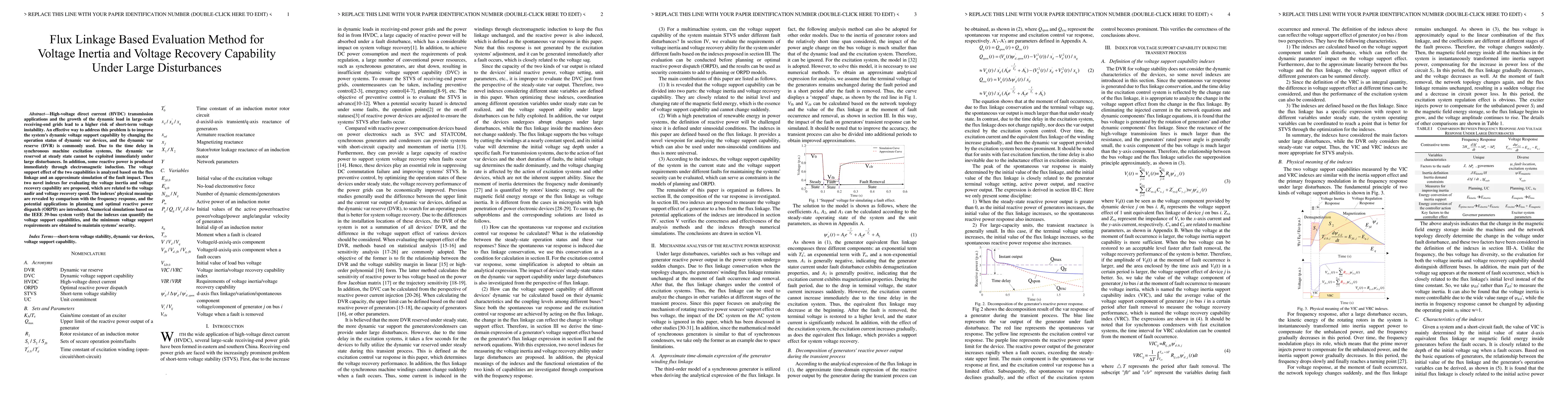 Thumbnail for Flux Linkage Based Evaluation Method for Voltage Inertia and Voltage
  Recovery Capability Under Large Disturbances