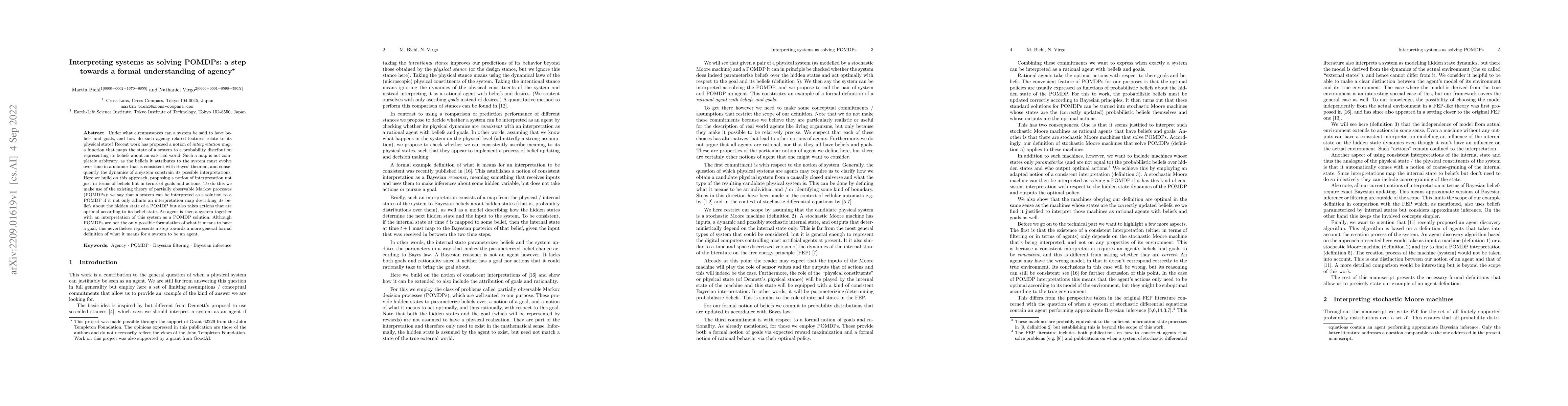Thumbnail for Interpreting systems as solving POMDPs: a step towards a formal
  understanding of agency