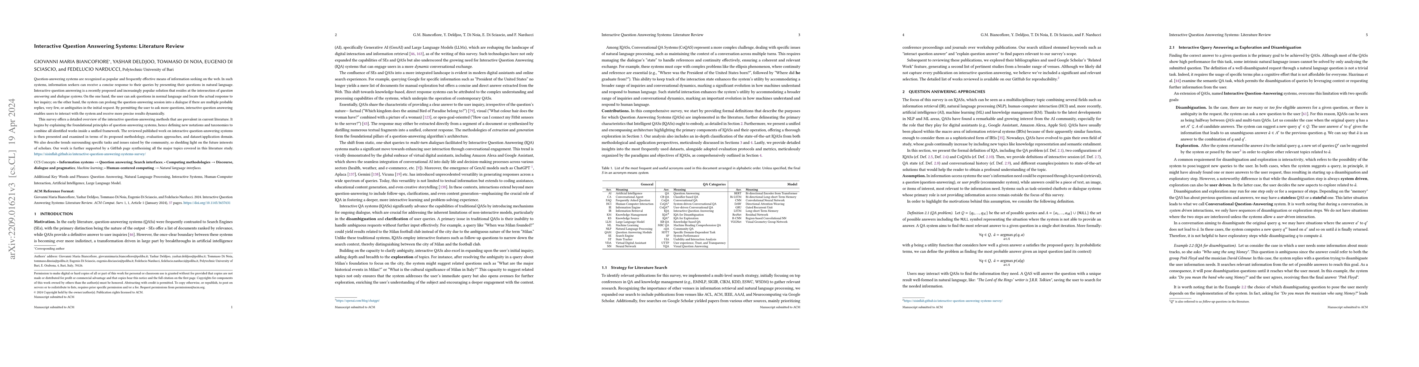 Thumbnail for Interactive Question Answering Systems: Literature Review