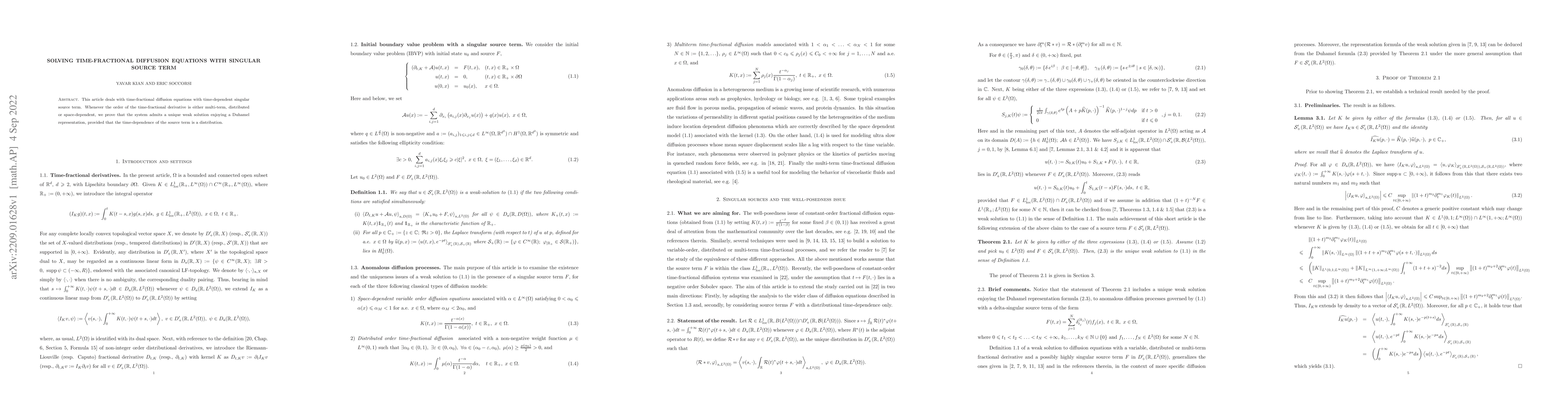 Thumbnail for Solving time-fractional diffusion equations with singular source term