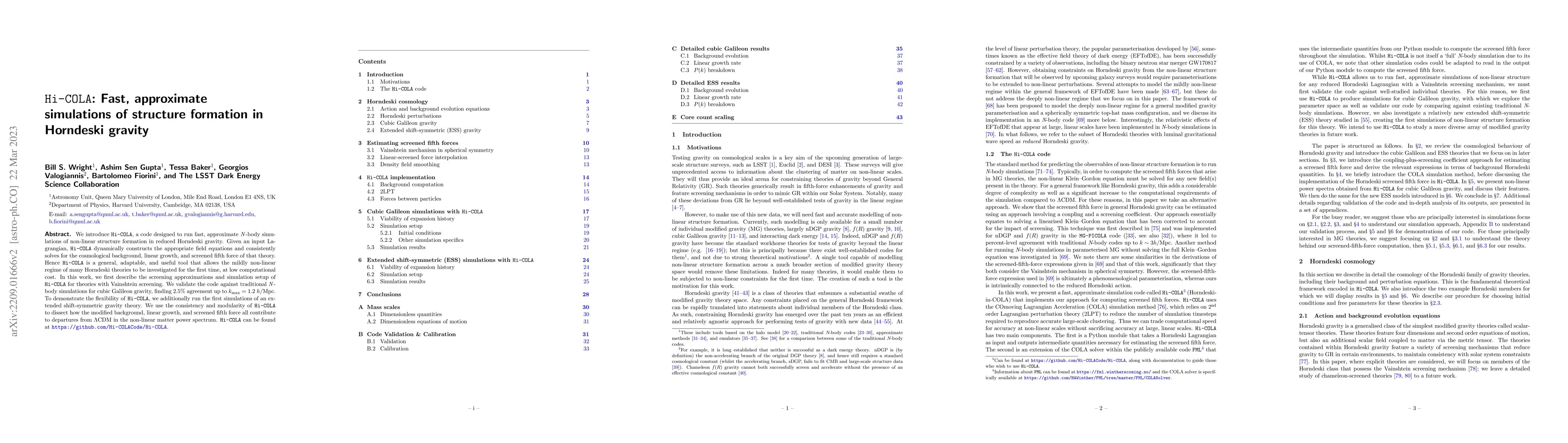 Thumbnail for $\texttt{Hi-COLA}$: Fast, approximate simulations of structure formation
  in Horndeski gravity