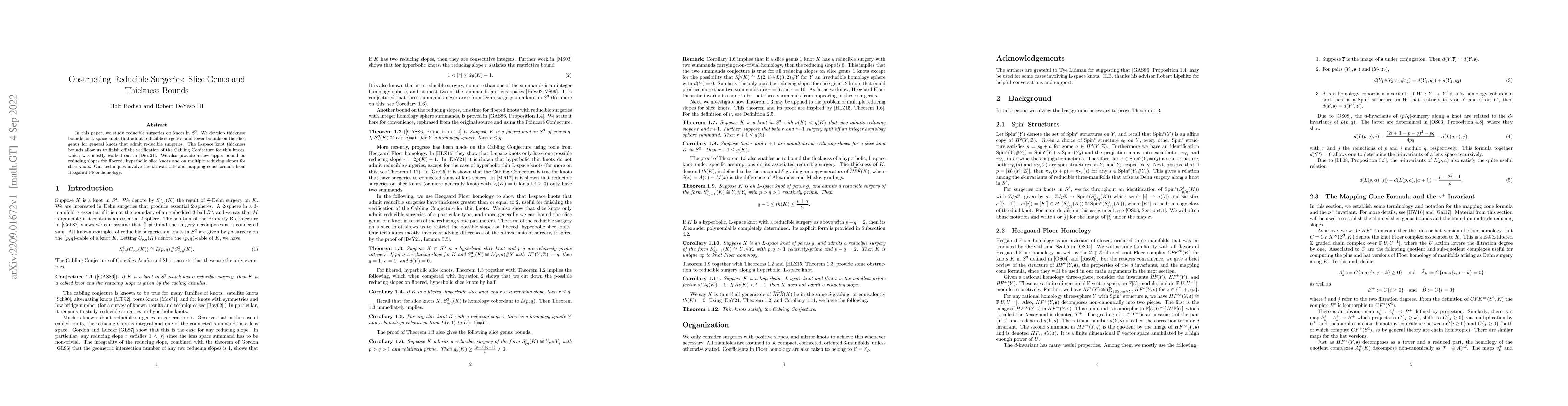 Thumbnail for Obstructing Reducible Surgeries: Slice Genus and Thickness Bounds