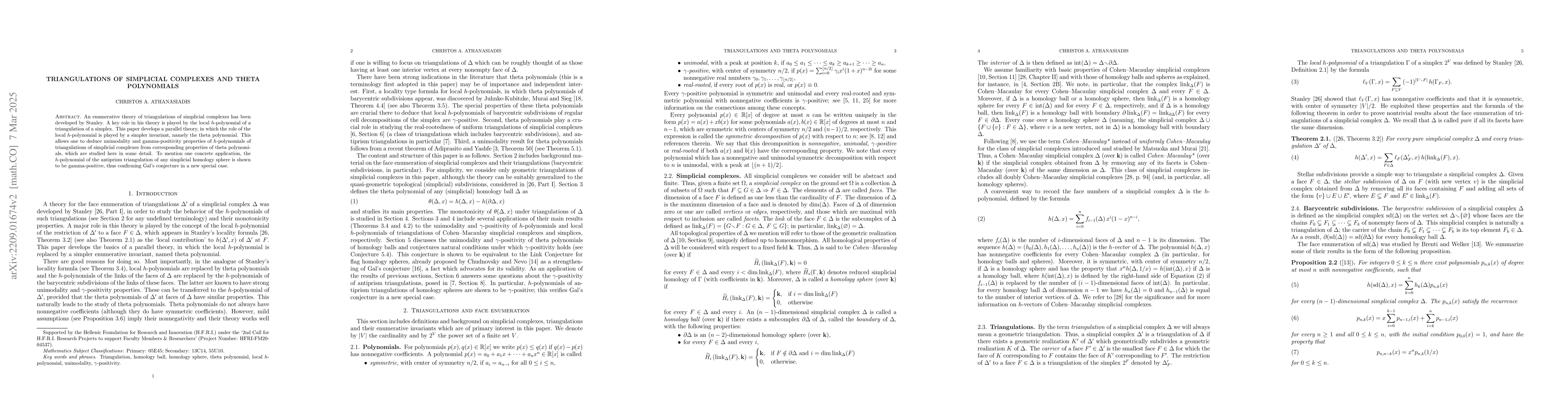 Thumbnail for Triangulations of simplicial complexes and theta polynomials