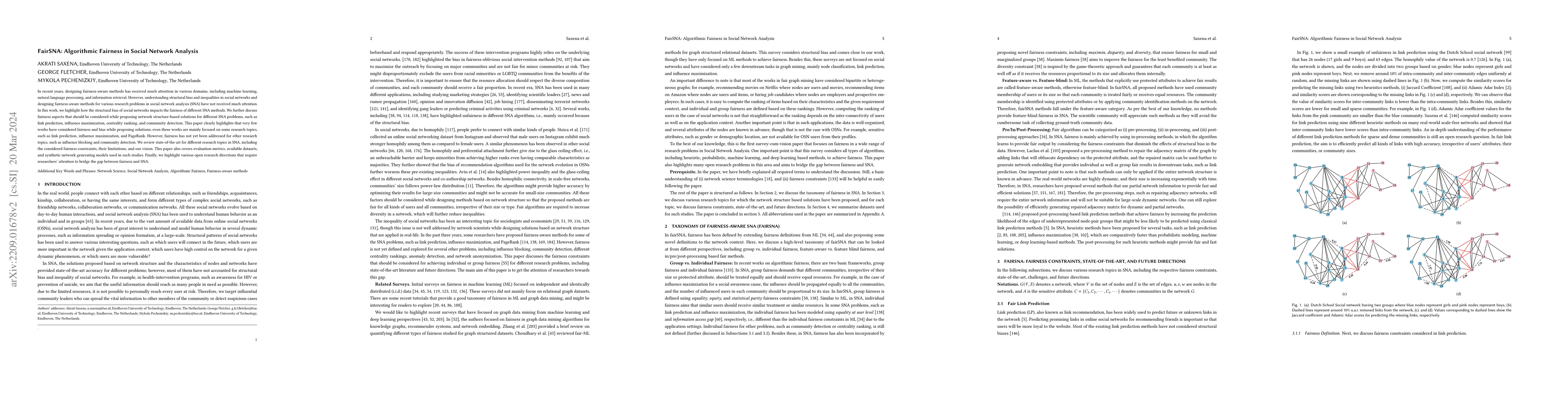 Thumbnail for FairSNA: Algorithmic Fairness in Social Network Analysis