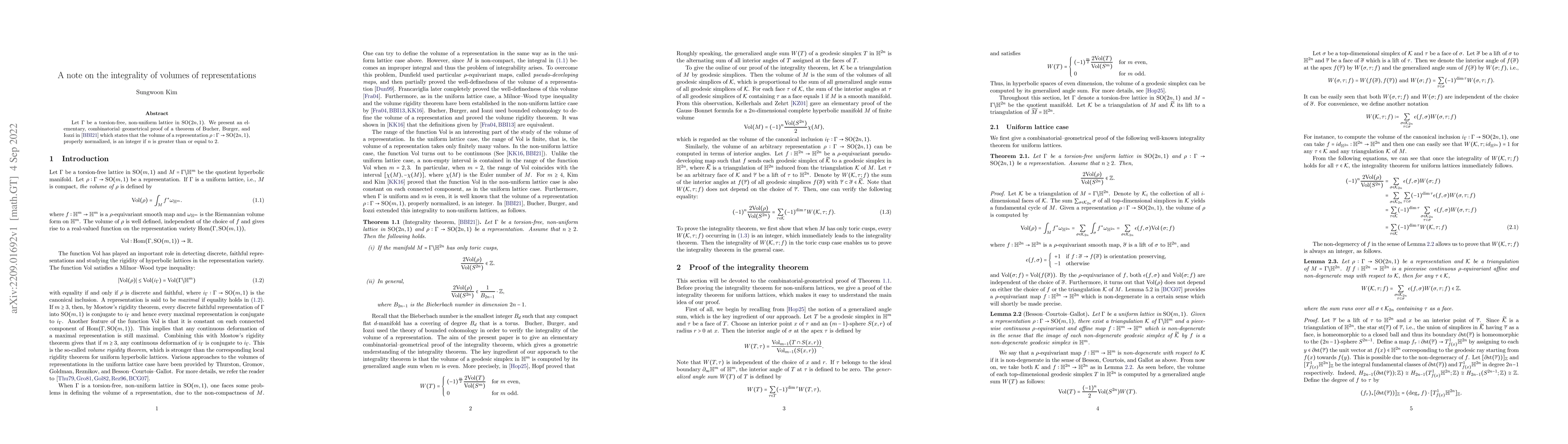 Thumbnail for A note on the integrality of volumes of representations