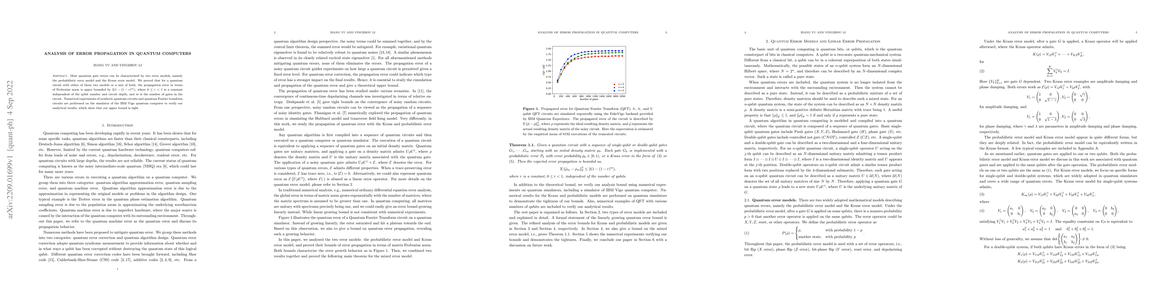 Thumbnail for Analysis of Error Propagation in Quantum Computers
