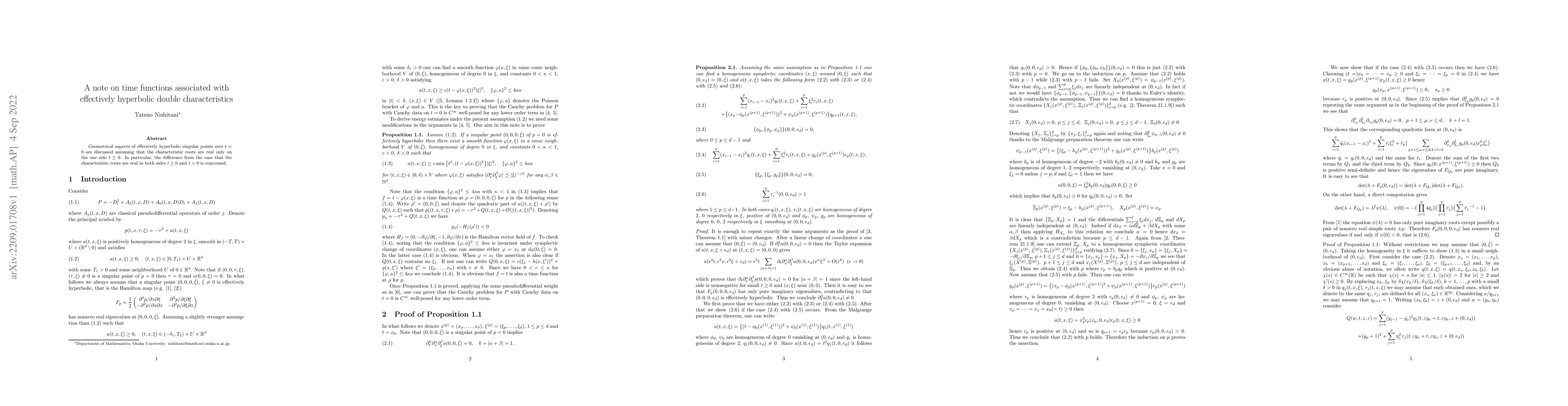 Thumbnail for A note on time functions associated with effectively hyperbolic double
  characteristics