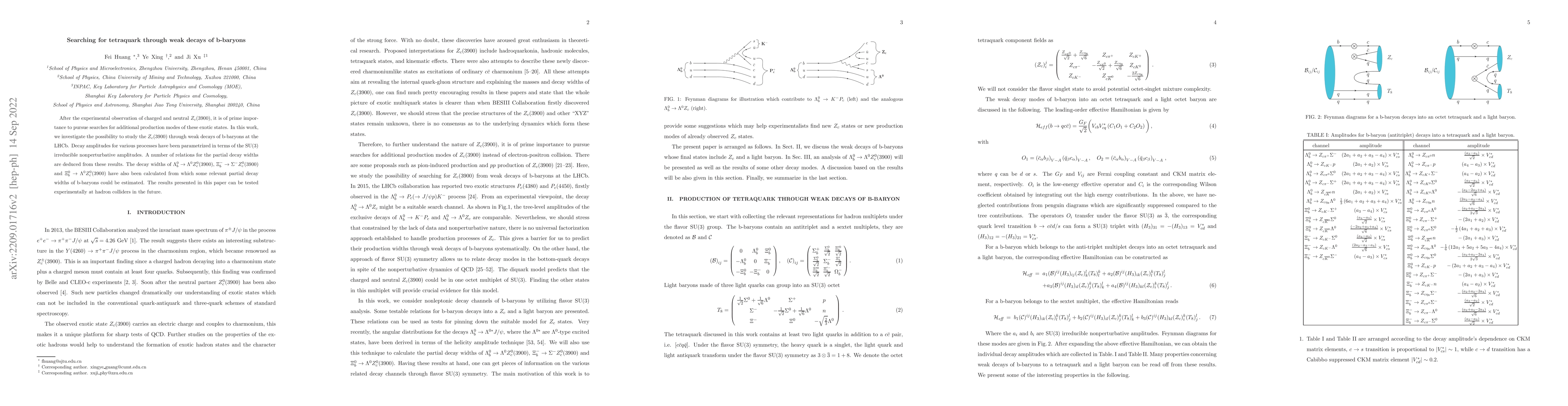 Thumbnail for Searching for tetraquark through weak decays of b-baryons