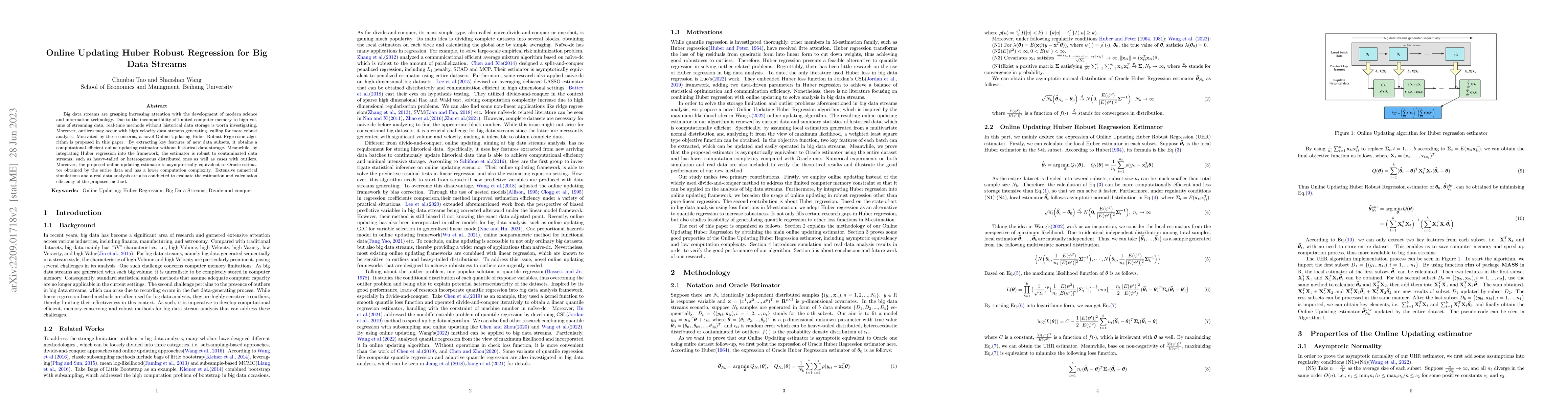 Thumbnail for Online Updating Huber Robust Regression for Big Data Streams