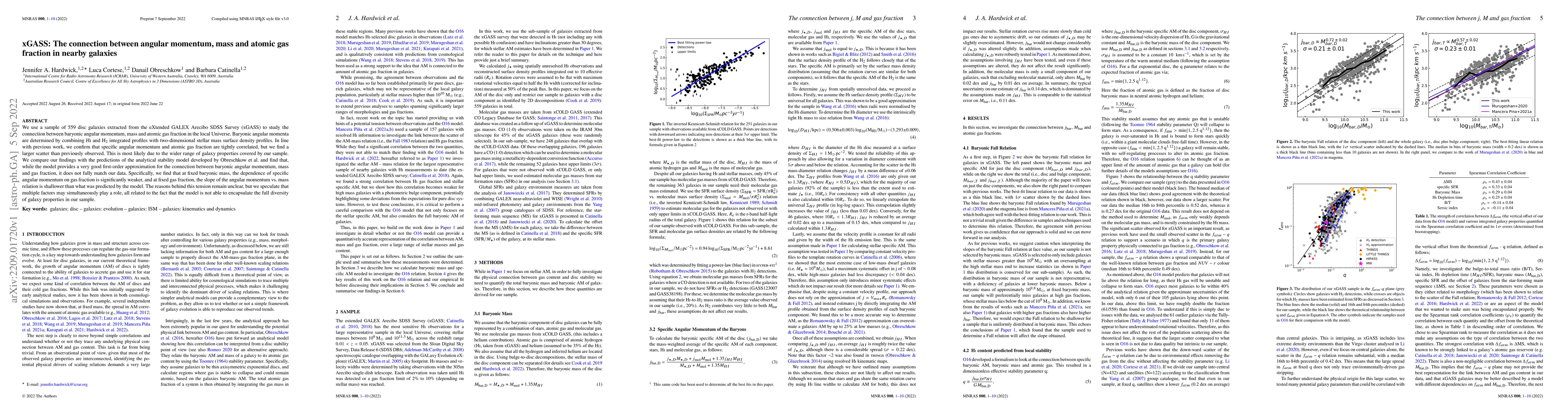 Thumbnail for xGASS: The connection between angular momentum, mass and atomic gas
  fraction in nearby galaxies