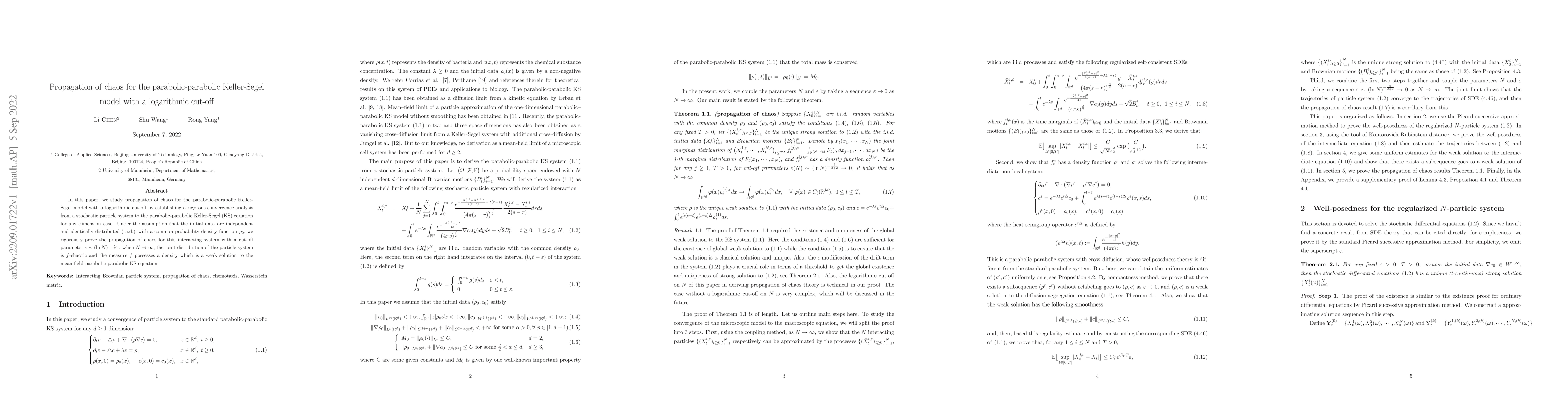 Thumbnail for Mean-field limit of a particle approximation for the parabolic-parabolic
  Keller-Segel model