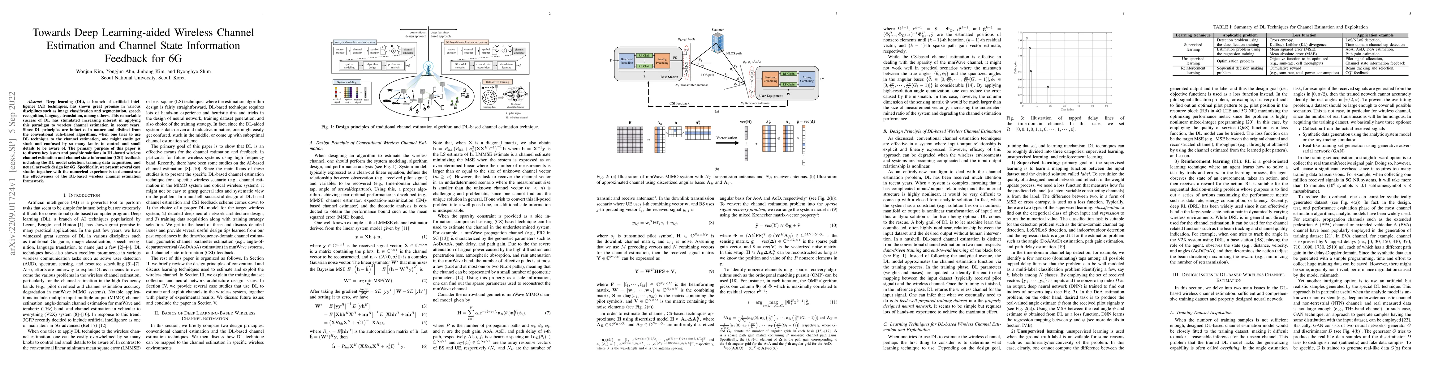 Thumbnail for Towards Deep Learning-aided Wireless Channel Estimation and Channel
  State Information Feedback for 6G