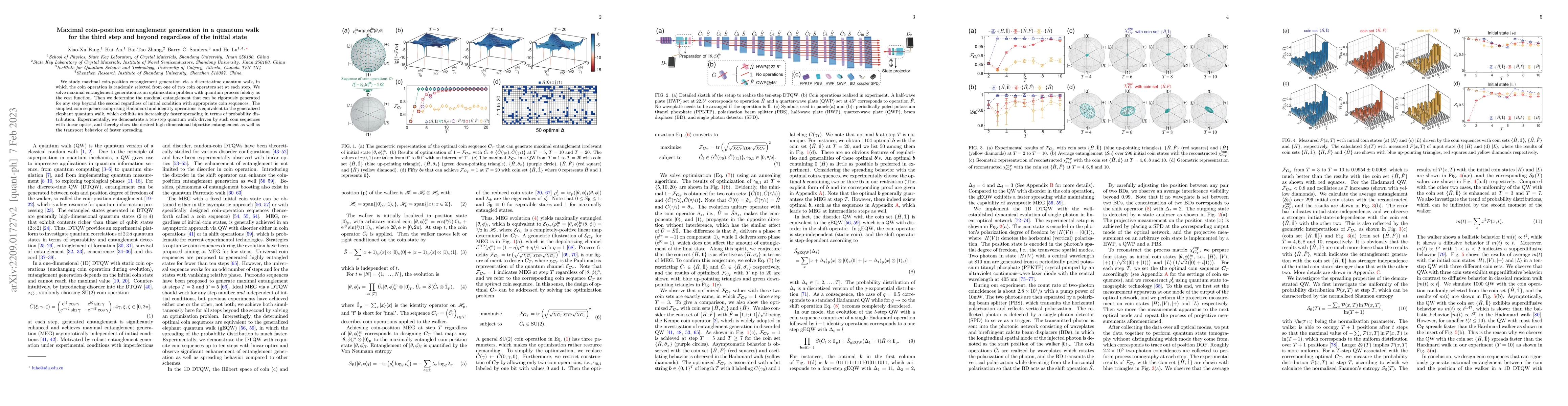 Thumbnail for Maximal coin-position entanglement generation in a quantum walk for the
  third step and beyond regardless of the initial state