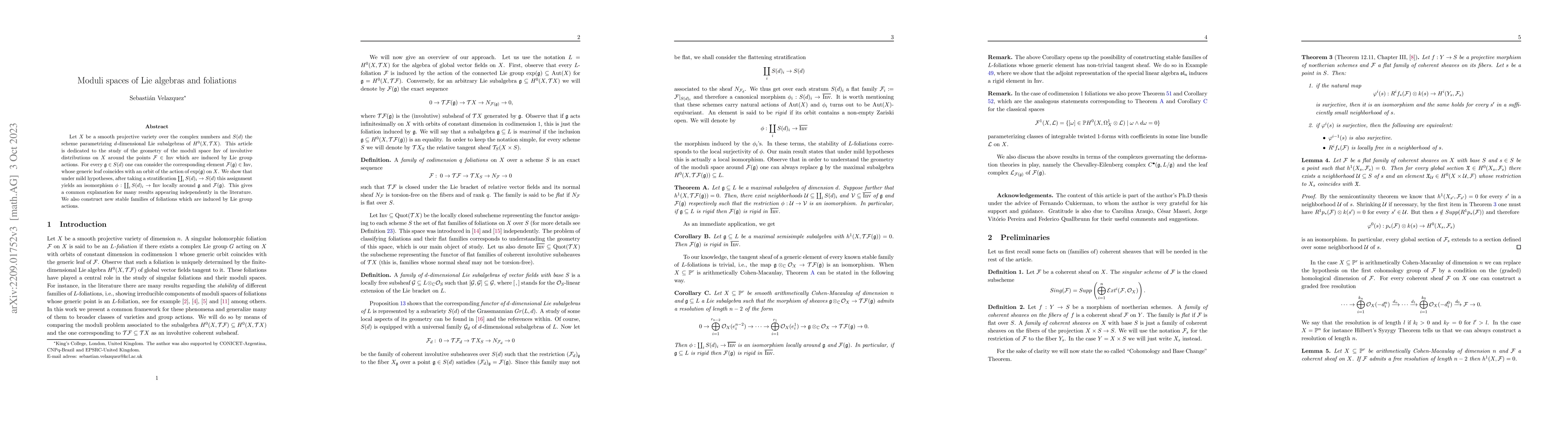 Thumbnail for Moduli spaces of Lie algebras and foliations