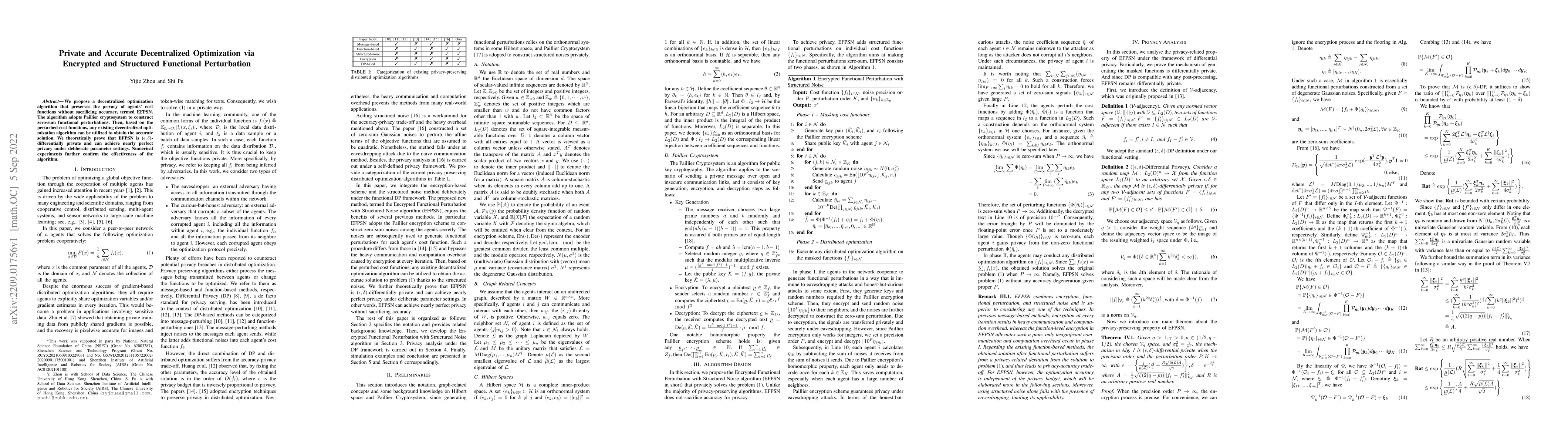 Thumbnail for Private and Accurate Decentralized Optimization via Encrypted and
  Structured Functional Perturbation