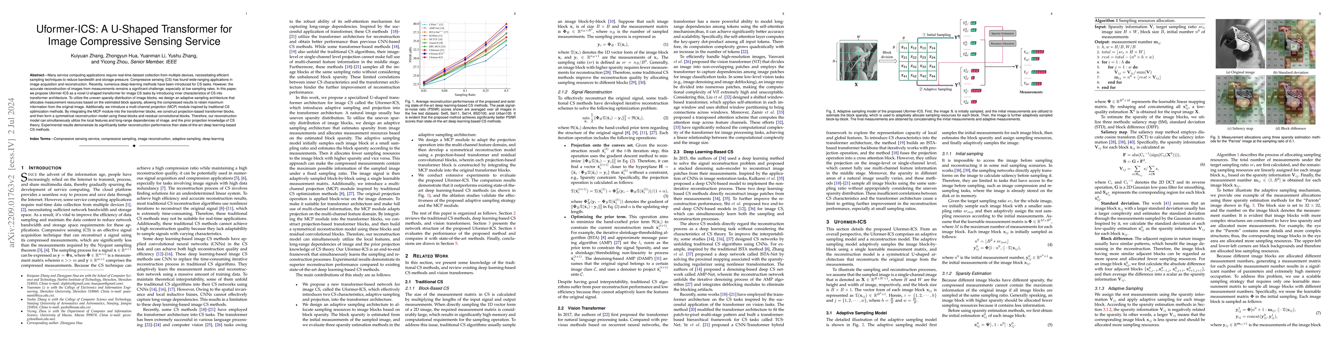Thumbnail for Uformer-ICS: A U-Shaped Transformer for Image Compressive Sensing
  Service