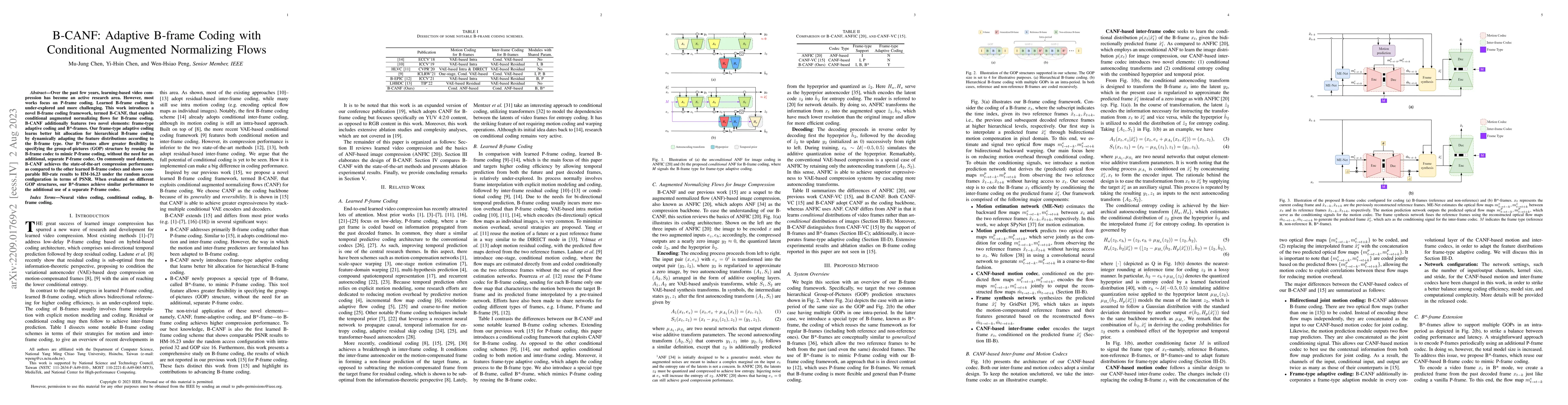 Thumbnail for B-CANF: Adaptive B-frame Coding with Conditional Augmented Normalizing
  Flows