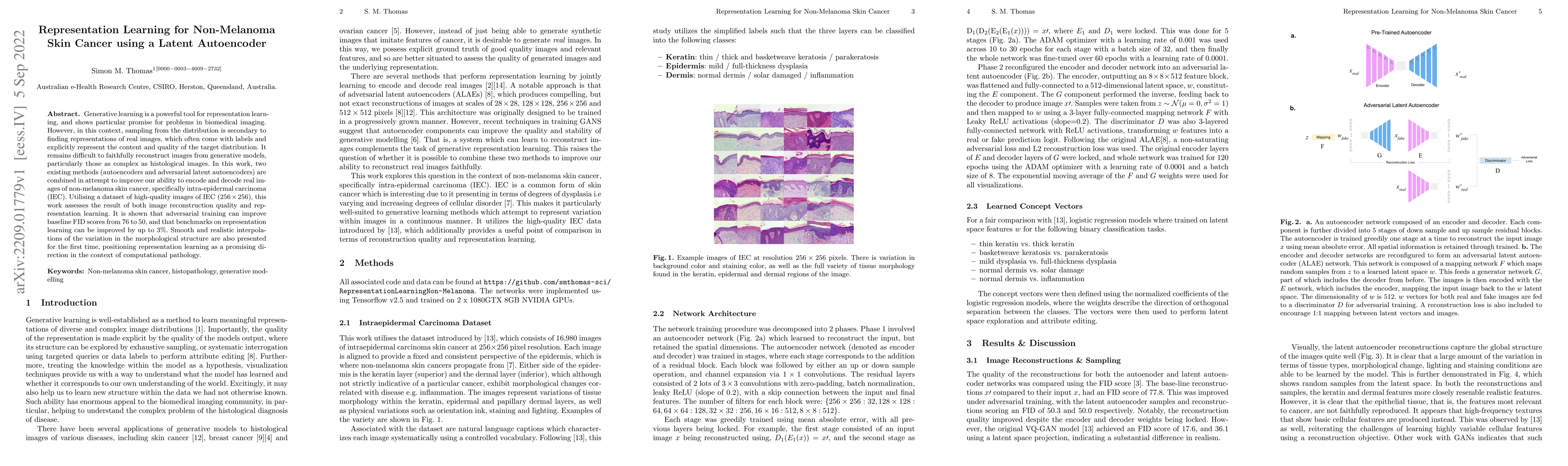 Thumbnail for Representation Learning for Non-Melanoma Skin Cancer using a Latent
  Autoencoder