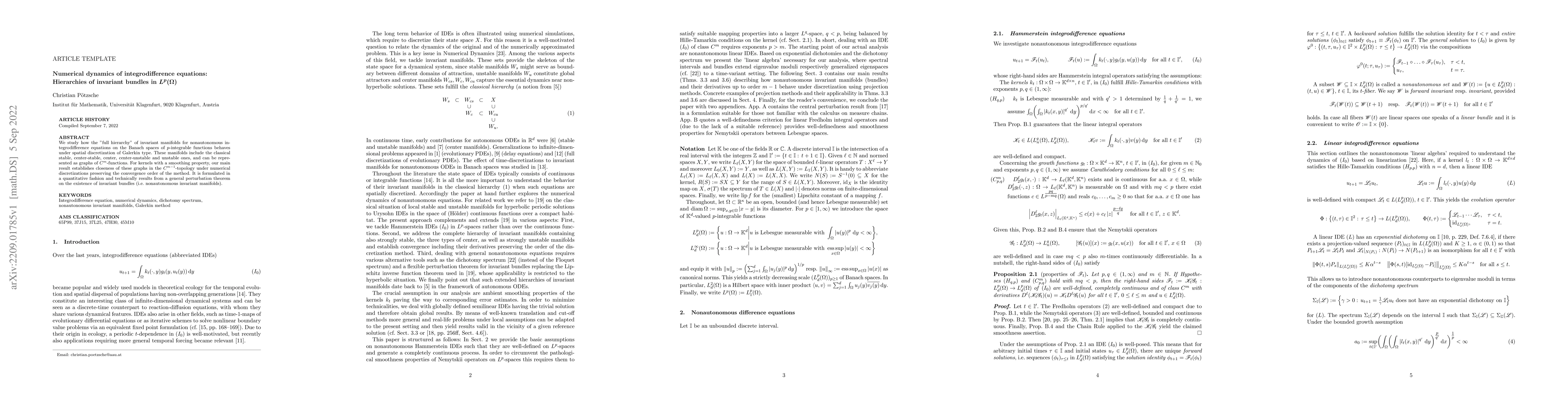 Thumbnail for Numerical dynamics of integrodifference equations: Hierarchies of
  invariant bundles in $L^p(\Omega)$