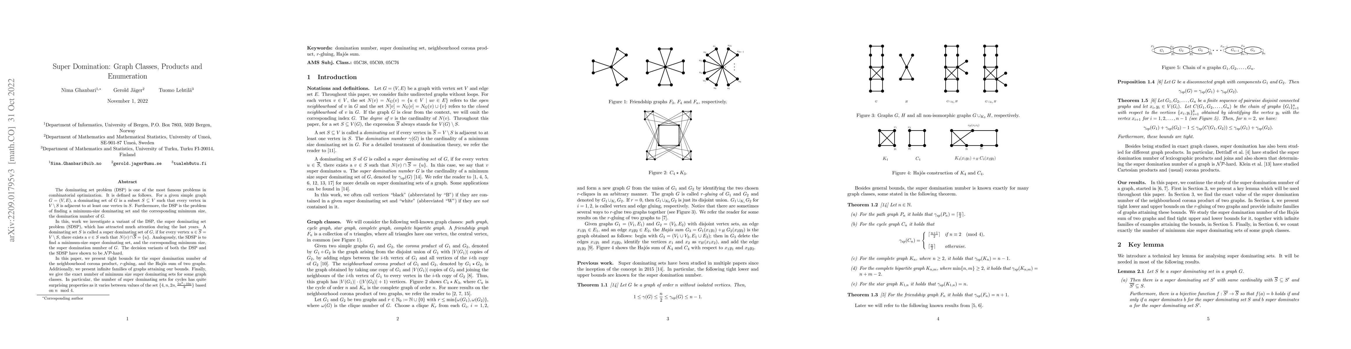 Thumbnail for Super Domination: Graph Classes, Products and Enumeration
