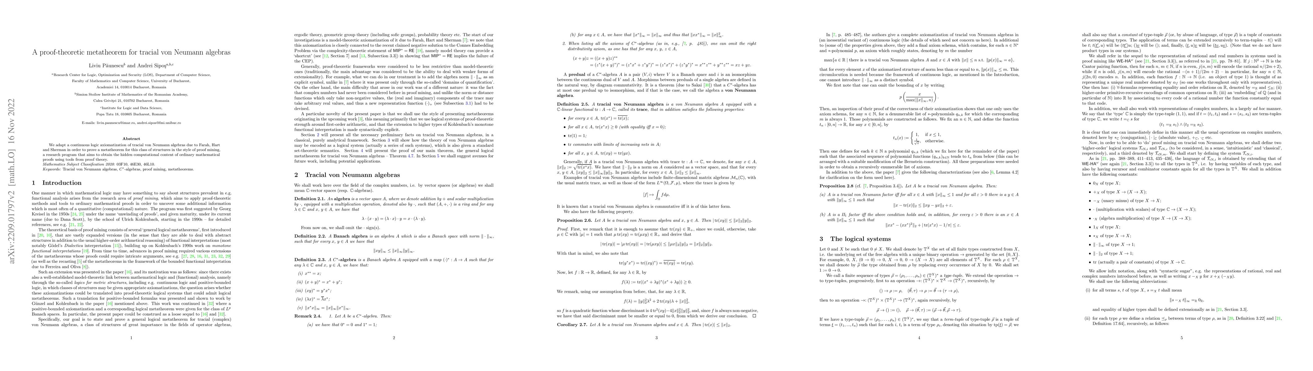 Thumbnail for A proof-theoretic metatheorem for tracial von Neumann algebras