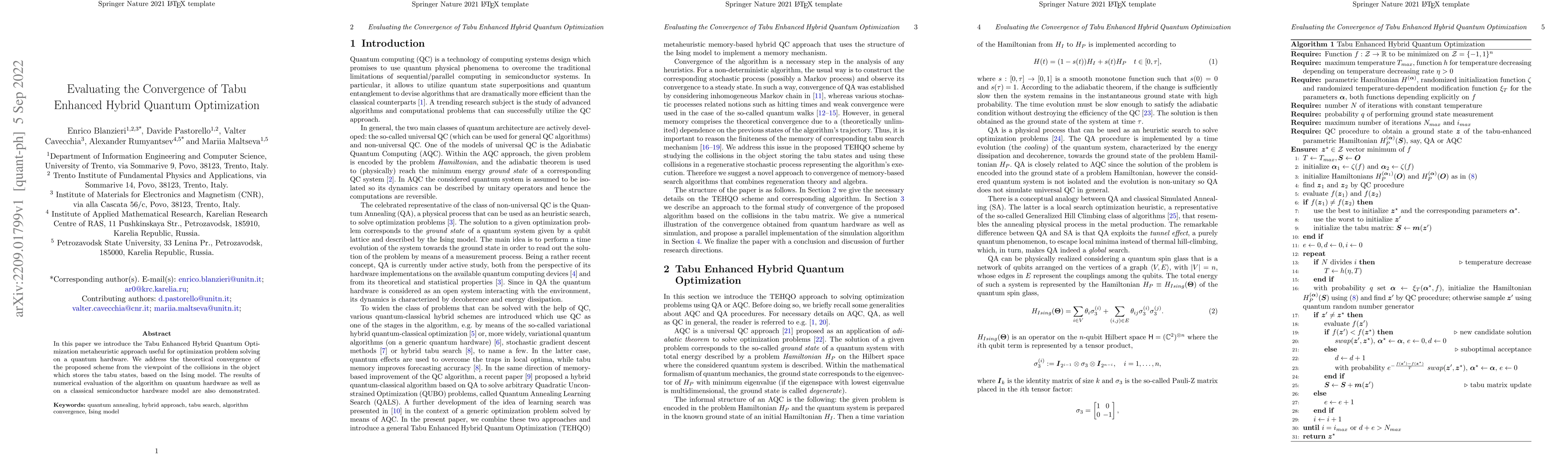 Thumbnail for Evaluating the Convergence of Tabu Enhanced Hybrid Quantum Optimization