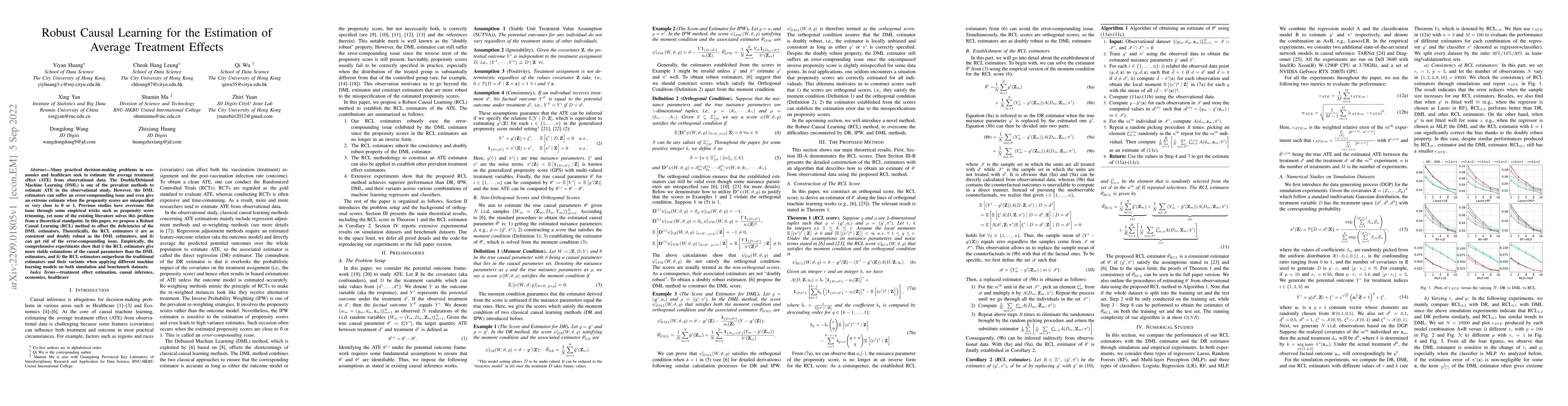 Thumbnail for Robust Causal Learning for the Estimation of Average Treatment Effects