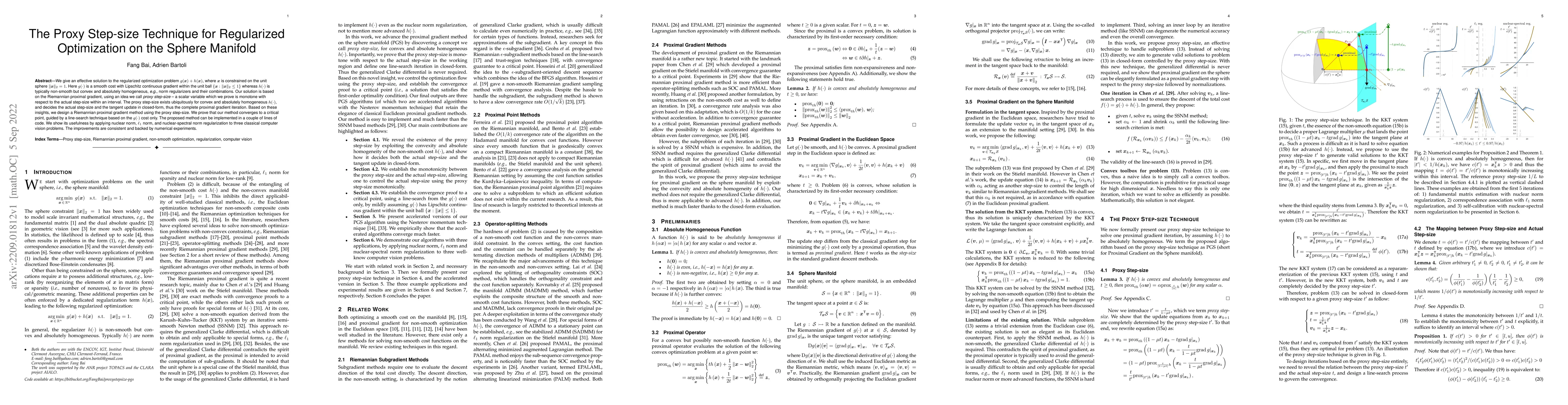 Thumbnail for The Proxy Step-size Technique for Regularized Optimization on the Sphere
  Manifold