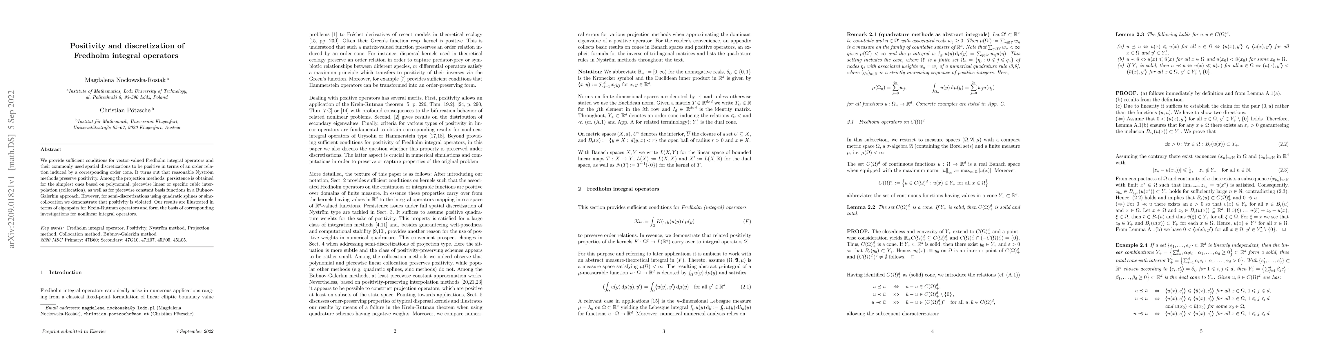 Thumbnail for Positivity and discretization of Fredholm integral operators